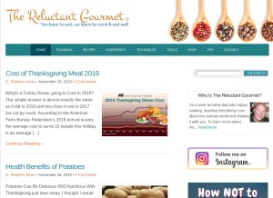 How reluctantgourmet.com looks like on a tablet such as an iPad.