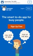 How rememberthemilk.com looks like on a mobile device such as an iPhone.