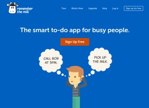 How rememberthemilk.com looks like on a tablet such as an iPad.