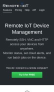 How remoteiot.com looks like on a mobile device such as an iPhone.