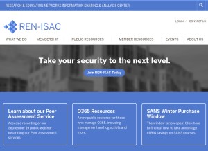 How ren-isac.net looks like on a tablet such as an iPad.