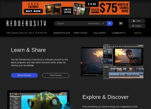 How renderosity.com looks like on a tablet such as an iPad.