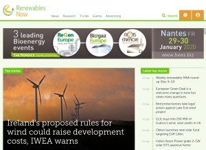 How renewablesnow.com looks like on a tablet such as an iPad.