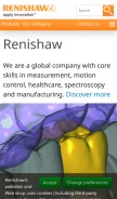 How renishaw.com looks like on a mobile device such as an iPhone.