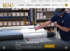 How reno.gov looks like on a tablet such as an iPad.