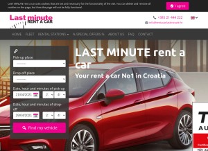 How rentacarlastminute.hr looks like on a tablet such as an iPad.