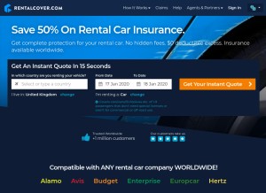 How rentalcover.com looks like on a tablet such as an iPad.