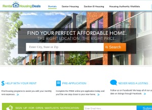 How rentalhousingdeals.com looks like on a tablet such as an iPad.