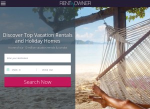 How rentbyowner.com looks like on a tablet such as an iPad.