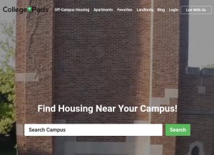 How rentcollegepads.com looks like on a tablet such as an iPad.