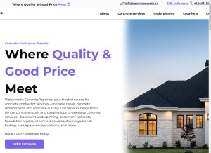How repairconcrete.ca looks like on a tablet such as an iPad.