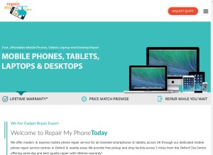 How repairmyphone.today looks like on a tablet such as an iPad.