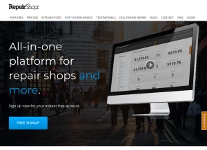 How repairshopr.com looks like on a tablet such as an iPad.