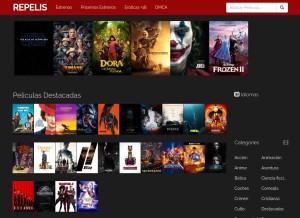 How repelis.me looks like on a tablet such as an iPad.