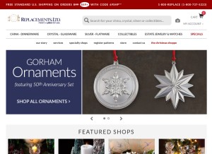 How replacements.com looks like on a tablet such as an iPad.