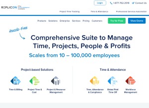 How replicon.com looks like on a tablet such as an iPad.
