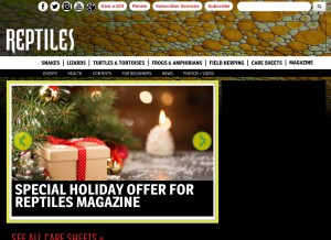 How reptilesmagazine.com looks like on a tablet such as an iPad.