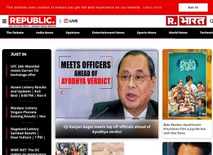 How republicworld.com looks like on a tablet such as an iPad.