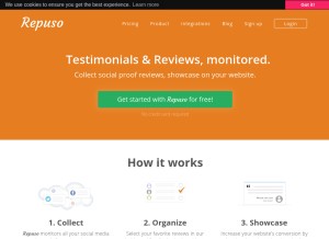 How repuso.com looks like on a tablet such as an iPad.