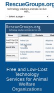 How rescuegroups.org looks like on a mobile device such as an iPhone.
