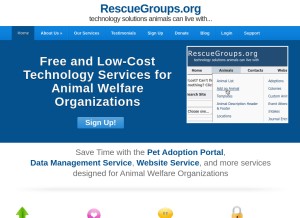How rescuegroups.org looks like on a tablet such as an iPad.