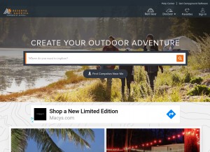 How reserveamerica.com looks like on a tablet such as an iPad.
