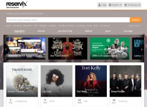 How reservix.de looks like on a tablet such as an iPad.