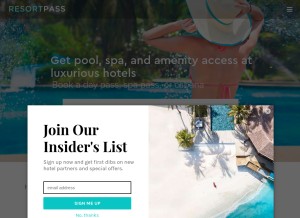 How resortpass.com looks like on a tablet such as an iPad.