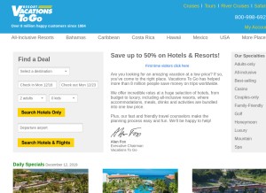 How resortvacationstogo.com looks like on a tablet such as an iPad.