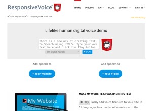How responsivevoice.org looks like on a tablet such as an iPad.