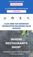 How restaurantdepot.com looks like on a mobile device such as an iPhone.