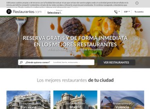 How restaurantes.com looks like on a tablet such as an iPad.