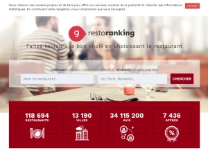 How restoranking.fr looks like on a tablet such as an iPad.