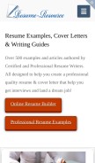How resume-resource.com looks like on a mobile device such as an iPhone.