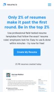 How resume.io looks like on a mobile device such as an iPhone.