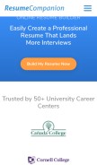 How resumecompanion.com looks like on a mobile device such as an iPhone.