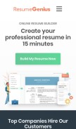 How resumegenius.com looks like on a mobile device such as an iPhone.
