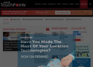 How retailtouchpoints.com looks like on a tablet such as an iPad.