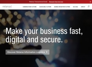 How retarus.com looks like on a tablet such as an iPad.