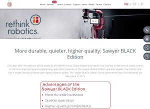 How rethinkrobotics.com looks like on a tablet such as an iPad.