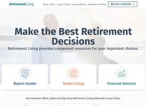 How retirementliving.com looks like on a tablet such as an iPad.