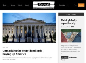 How revealnews.org looks like on a tablet such as an iPad.