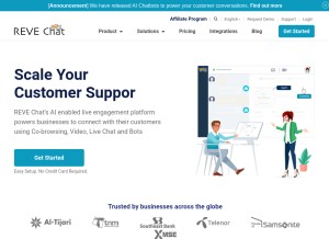 How revechat.com looks like on a tablet such as an iPad.