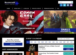 How reventionmusiccenter.com looks like on a tablet such as an iPad.