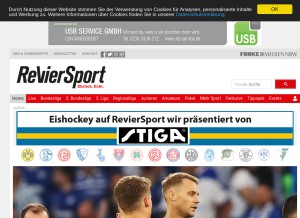 How reviersport.de looks like on a tablet such as an iPad.