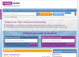 How reviewcentre.com looks like on a tablet such as an iPad.