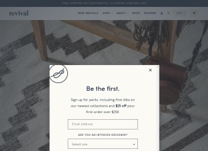 How revivalrugs.com looks like on a tablet such as an iPad.