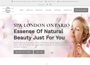 How revivebeautysolutions.ca looks like on a tablet such as an iPad.