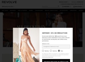 How revolve.com looks like on a tablet such as an iPad.
