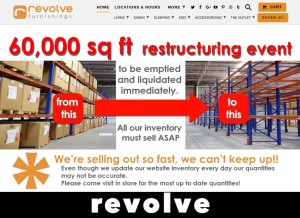 How revolvefurnishings.com looks like on a tablet such as an iPad.